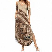 Samoa Mamanu Siapo Mocha Summer Maxi Dress Tatau Malie
