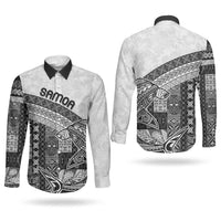 Samoa Mamanu Siapo Classic Black Couples Matching Long Sleeve Bodycon Dress and Long Sleeve Button Shirt Tatau Malie