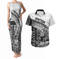 Samoa Mamanu Siapo Classic Black Couples Matching Tank Maxi Dress and Hawaiian Shirt Tatau Malie