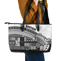 Samoa Mamanu Siapo Classic Black Leather Tote Bag Tatau Malie