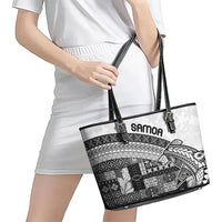 Samoa Mamanu Siapo Classic Black Leather Tote Bag Tatau Malie