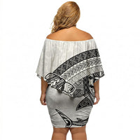 Samoa Mamanu Siapo Classic Black Off Shoulder Short Dress Tatau Malie