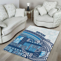 Samoa Mamanu Siapo Royal Blue Area Rug Tatau Malie