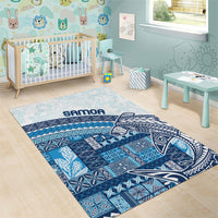Samoa Mamanu Siapo Royal Blue Area Rug Tatau Malie