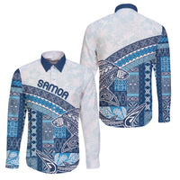 Samoa Mamanu Siapo Royal Blue Family Matching Short Sleeve Bodycon Dress and Hawaiian Shirt Tatau Malie