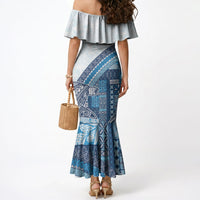 Samoa Mamanu Siapo Royal Blue Mermaid Dress Tatau Malie