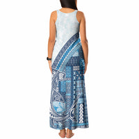 Samoa Mamanu Siapo Royal Blue Tank Maxi Dress Tatau Malie