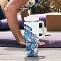Samoa Mamanu Siapo Royal Blue Tumbler With Handle Tatau Malie