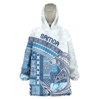 Samoa Mamanu Siapo Royal Blue Wearable Blanket Hoodie Tatau Malie