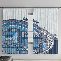 Samoa Mamanu Siapo Royal Blue Window Curtain Tatau Malie