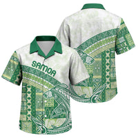 Samoa Mamanu Siapo Forest Green Family Matching Off Shoulder Short Dress and Hawaiian Shirt Tatau Malie