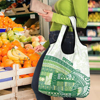 Samoa Mamanu Siapo Forest Green Grocery Bag Tatau Malie