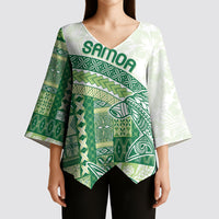 Samoa Mamanu Siapo Forest Green Kimono Sleeve Blouse Tatau Malie