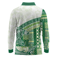 Samoa Mamanu Siapo Forest Green Long Sleeve Polo Shirt Tatau Malie