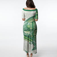 Samoa Mamanu Siapo Forest Green Puletasi Tatau Malie