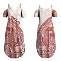 Samoa Mamanu Siapo Crimson Family Matching Summer Maxi Dress and Hawaiian Shirt Tatau Malie