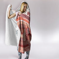 Samoa Mamanu Siapo Crimson Hooded Blanket Tatau Malie