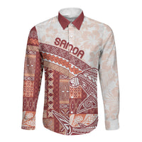 Samoa Mamanu Siapo Crimson Long Sleeve Button Shirt Tatau Malie