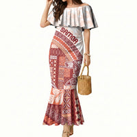 Samoa Mamanu Siapo Crimson Mermaid Dress Tatau Malie