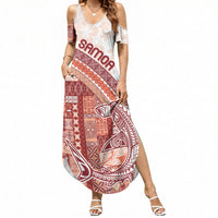 Samoa Mamanu Siapo Crimson Summer Maxi Dress Tatau Malie