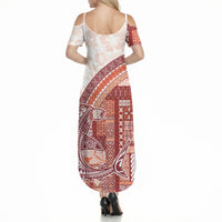 Samoa Mamanu Siapo Crimson Summer Maxi Dress Tatau Malie