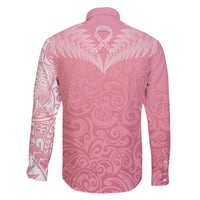 Personalised New Zealand Family Matching Off Shoulder Short Dress and Hawaiian Shirt Pink Ribbon Tattoo Mix Silver Fern LT7 - Polynesian Pride