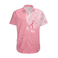 Personalised New Zealand Hawaiian Shirt Pink Ribbon Tattoo Mix Silver Fern LT7 Pink - Polynesian Pride