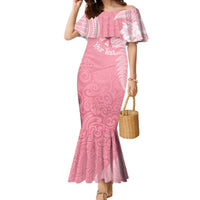 Personalised New Zealand Mermaid Dress Pink Ribbon Tattoo Mix Silver Fern LT7 Women Pink - Polynesian Pride