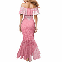 Personalised New Zealand Mermaid Dress Pink Ribbon Tattoo Mix Silver Fern LT7 - Polynesian Pride