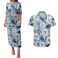 Aloha Hawaii Paniolo Jeans Palaka Couples Matching Puletasi and Hawaiian Shirt Coastal Rodeo - Polynesian Pride
