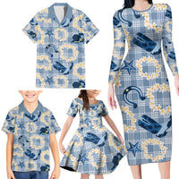 Aloha Hawaii Paniolo Jeans Palaka Family Matching Long Sleeve Bodycon Dress and Hawaiian Shirt Coastal Rodeo LT7 - Polynesian Pride