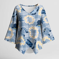 Aloha Hawaii Paniolo Jeans Palaka Kimono Sleeve Blouse Coastal Rodeo - Polynesian Pride