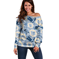 Aloha Hawaii Paniolo Jeans Palaka Off Shoulder Sweater Coastal Rodeo - Polynesian Pride