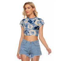 Aloha Hawaii Paniolo Jeans Palaka Raglan Cropped T Shirt Coastal Rodeo - Polynesian Pride