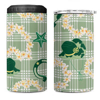 Aloha Hawaii Paniolo Mint Palaka 4 in 1 Can Cooler Tumbler Coastal Rodeo - Polynesian Pride
