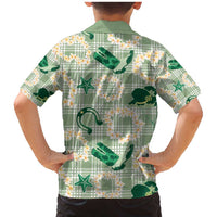 Aloha Hawaii Paniolo Mint Palaka Family Matching Mermaid Dress and Hawaiian Shirt Coastal Rodeo LT7 - Polynesian Pride