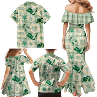 Aloha Hawaii Paniolo Mint Palaka Family Matching Mermaid Dress and Hawaiian Shirt Coastal Rodeo LT7 - Polynesian Pride