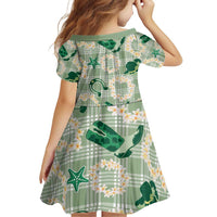 Aloha Hawaii Paniolo Mint Palaka Family Matching Off Shoulder Short Dress and Hawaiian Shirt Coastal Rodeo LT7 - Polynesian Pride