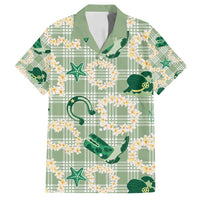 Aloha Hawaii Paniolo Mint Palaka Family Matching Off Shoulder Short Dress and Hawaiian Shirt Coastal Rodeo LT7 Dad's Shirt - Short Sleeve Mint - Polynesian Pride
