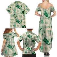 Aloha Hawaii Paniolo Mint Palaka Family Matching Summer Maxi Dress and Hawaiian Shirt Coastal Rodeo LT7 - Polynesian Pride