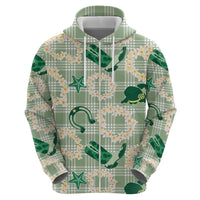 Aloha Hawaii Paniolo Mint Palaka Hoodie Coastal Rodeo - Polynesian Pride