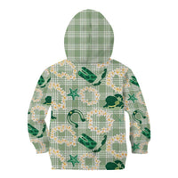 Aloha Hawaii Paniolo Mint Palaka Kid Hoodie Coastal Rodeo - Polynesian Pride