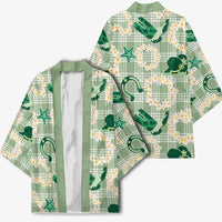 Aloha Hawaii Paniolo Mint Palaka Kimono Coastal Rodeo - Polynesian Pride