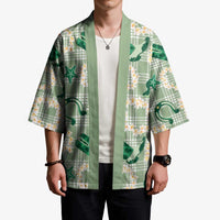 Aloha Hawaii Paniolo Mint Palaka Kimono Coastal Rodeo - Polynesian Pride