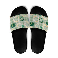 Aloha Hawaii Paniolo Mint Palaka Slide Sandals Coastal Rodeo - Polynesian Pride