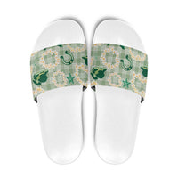 Aloha Hawaii Paniolo Mint Palaka Slide Sandals Coastal Rodeo - Polynesian Pride