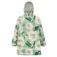 Aloha Hawaii Paniolo Mint Palaka Wearable Blanket Hoodie Coastal Rodeo - Polynesian Pride