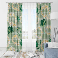 Aloha Hawaii Paniolo Mint Palaka Window Curtain Coastal Rodeo - Polynesian Pride