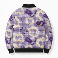 Aloha Hawaii Paniolo Lavender Palaka Bomber Puffer Jacket Coastal Rodeo - Polynesian Pride