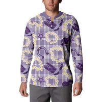 Aloha Hawaii Paniolo Lavender Palaka Button Sweatshirt Coastal Rodeo - Polynesian Pride